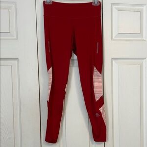 ADIDAS Size X-Small Maroon Pink Climacool Running Leggings Mesh Workout Athletic